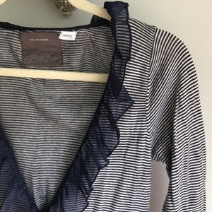 Anthropologie Guinevere Striped Ruffle Cardigan